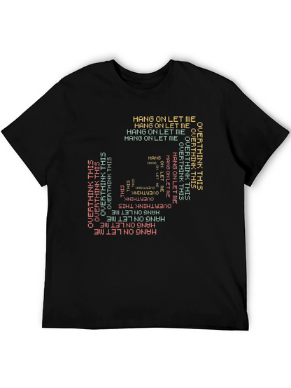 Camiseta Negra Estampada: Hang On Overthink