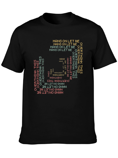 Camiseta Negra Estampada: Hang On Overthink
