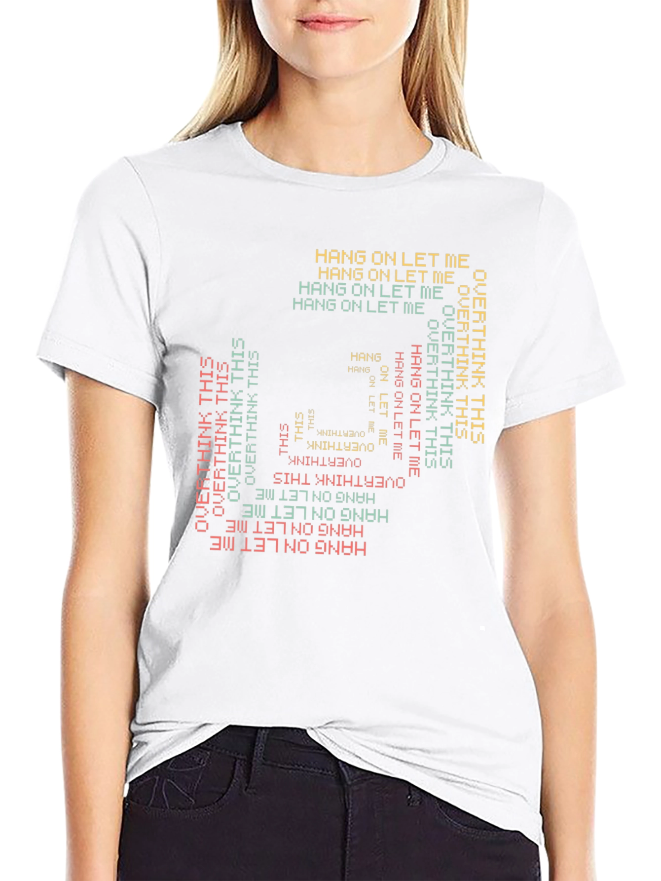 Camiseta Negra Estampada: Hang On Overthink