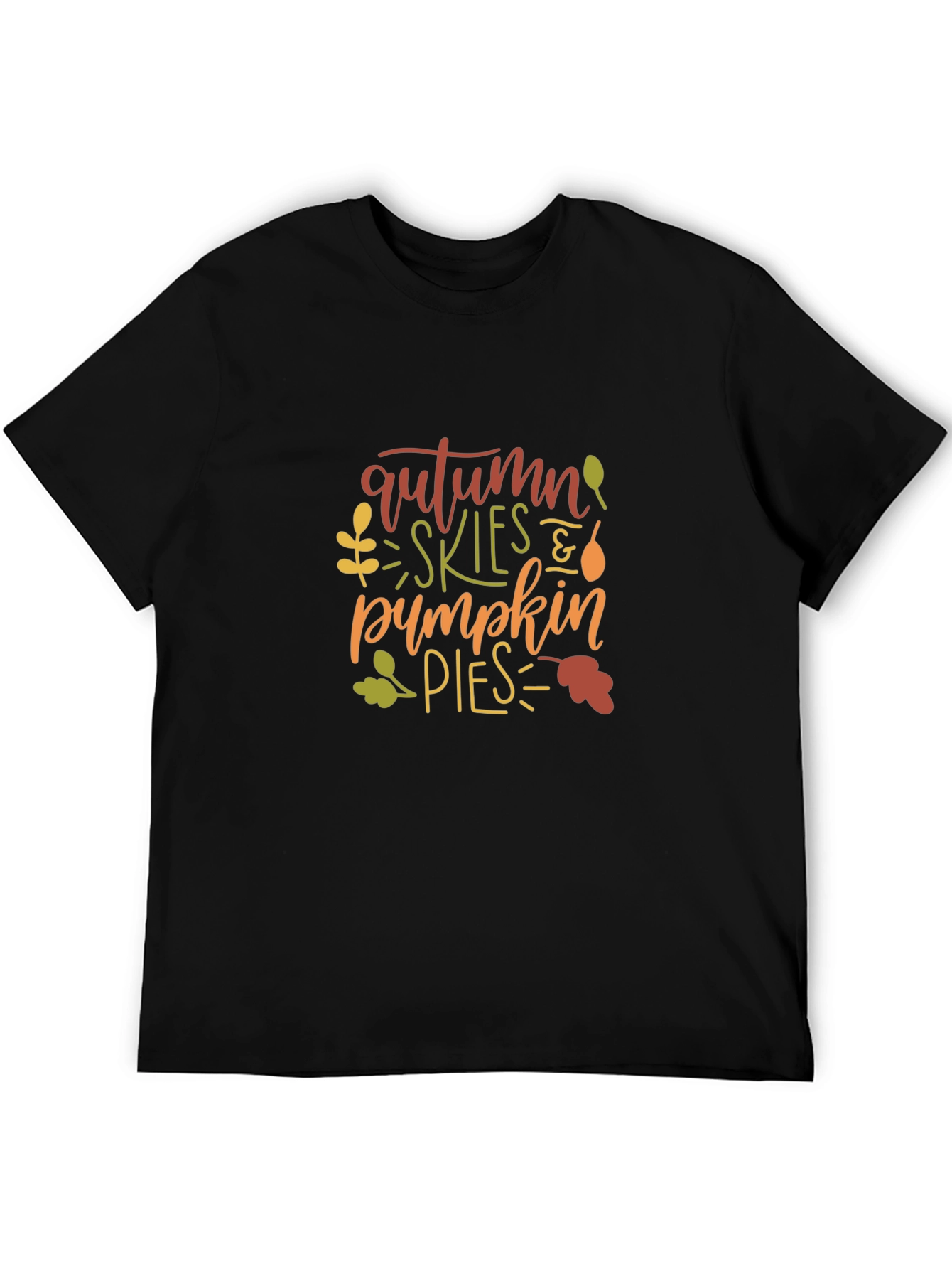 Camiseta Negra con Diseño de Otoño