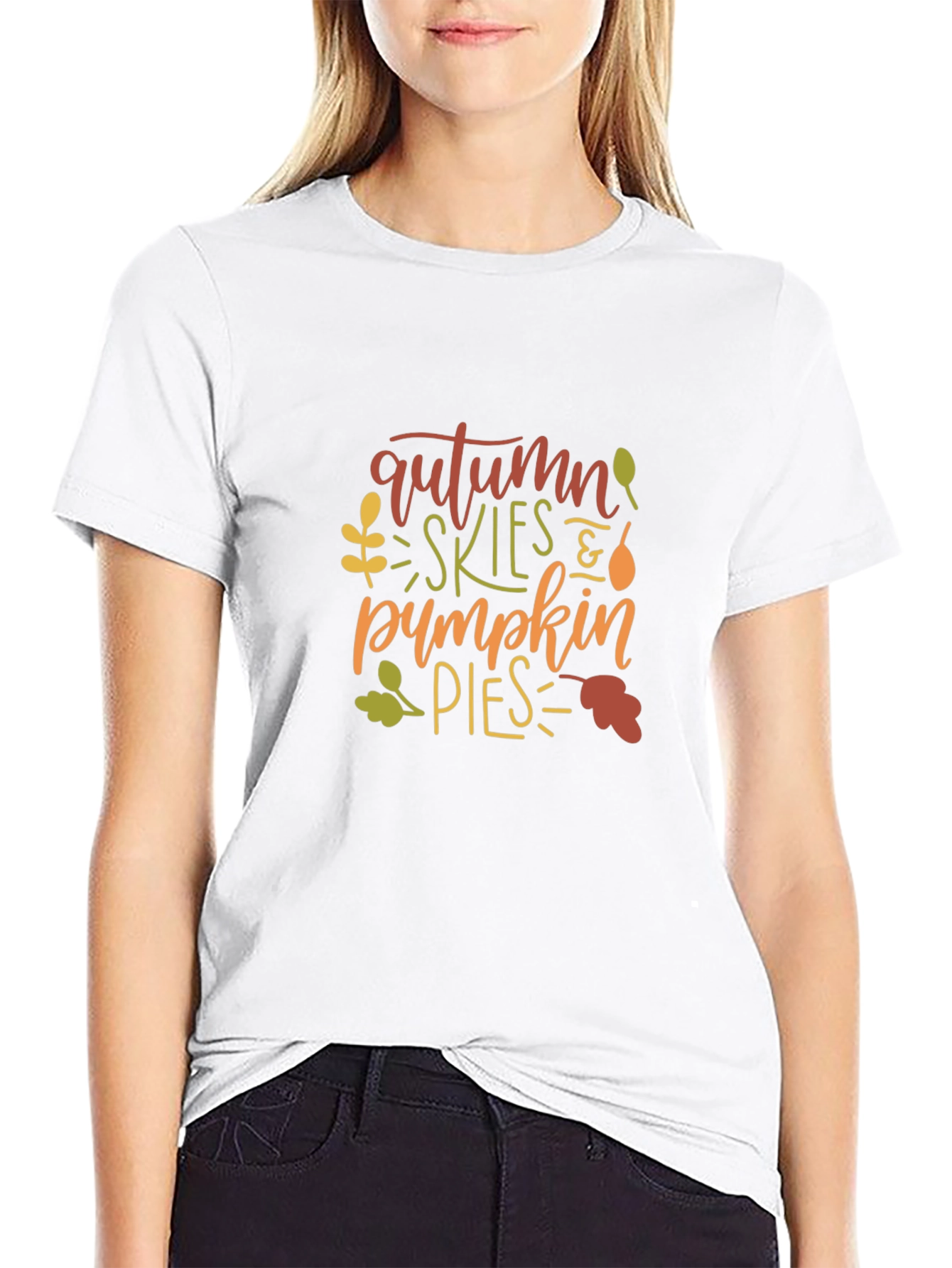 Camiseta Negra con Diseño de Otoño