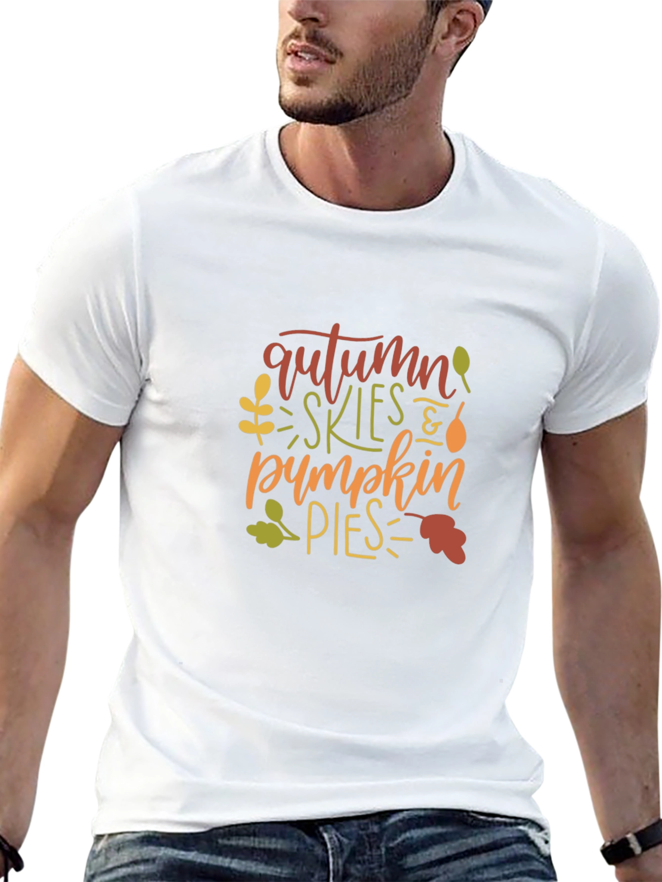 Camiseta Negra con Diseño de Otoño