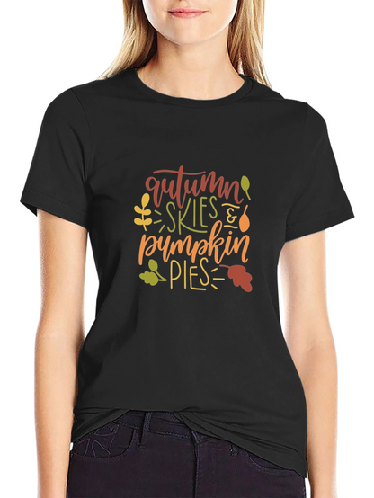Camiseta Negra con Diseño de Otoño