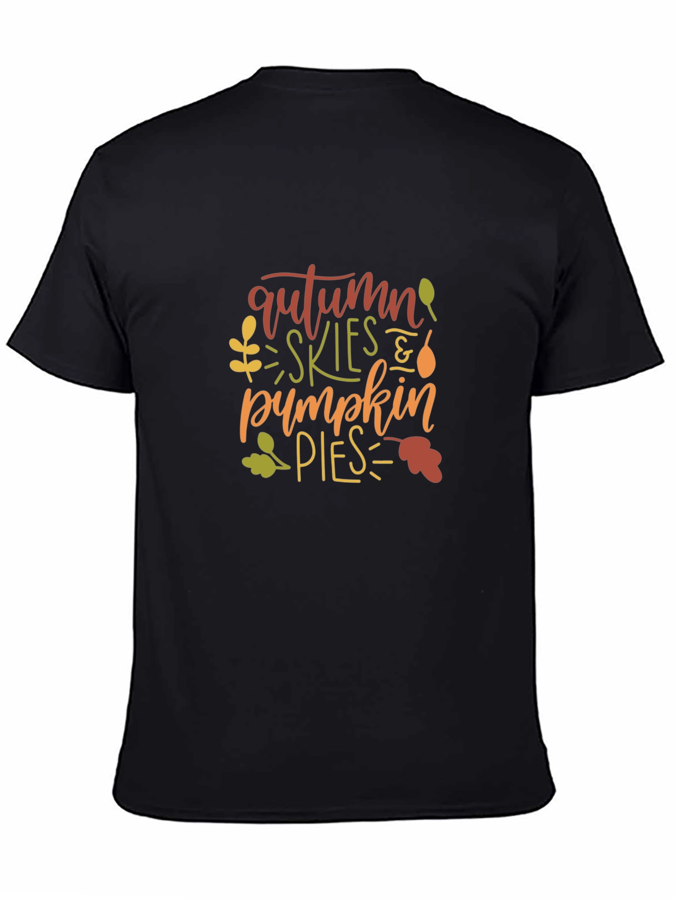 Camiseta Negra con Diseño de Otoño
