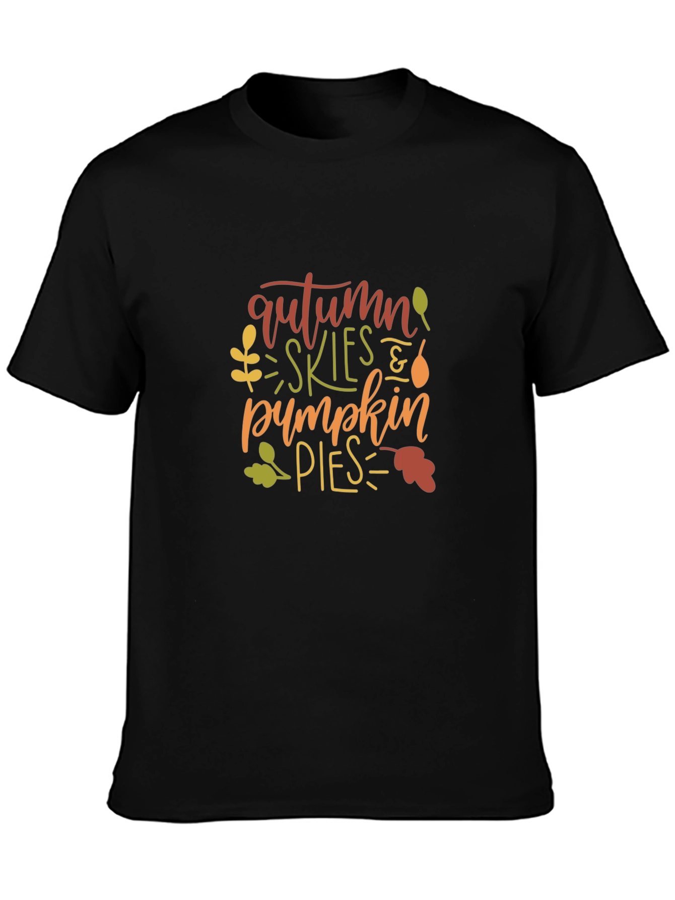 Camiseta Negra con Diseño de Otoño