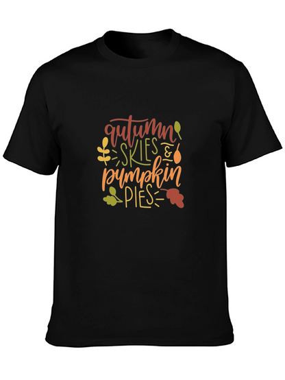Camiseta Negra con Diseño de Otoño