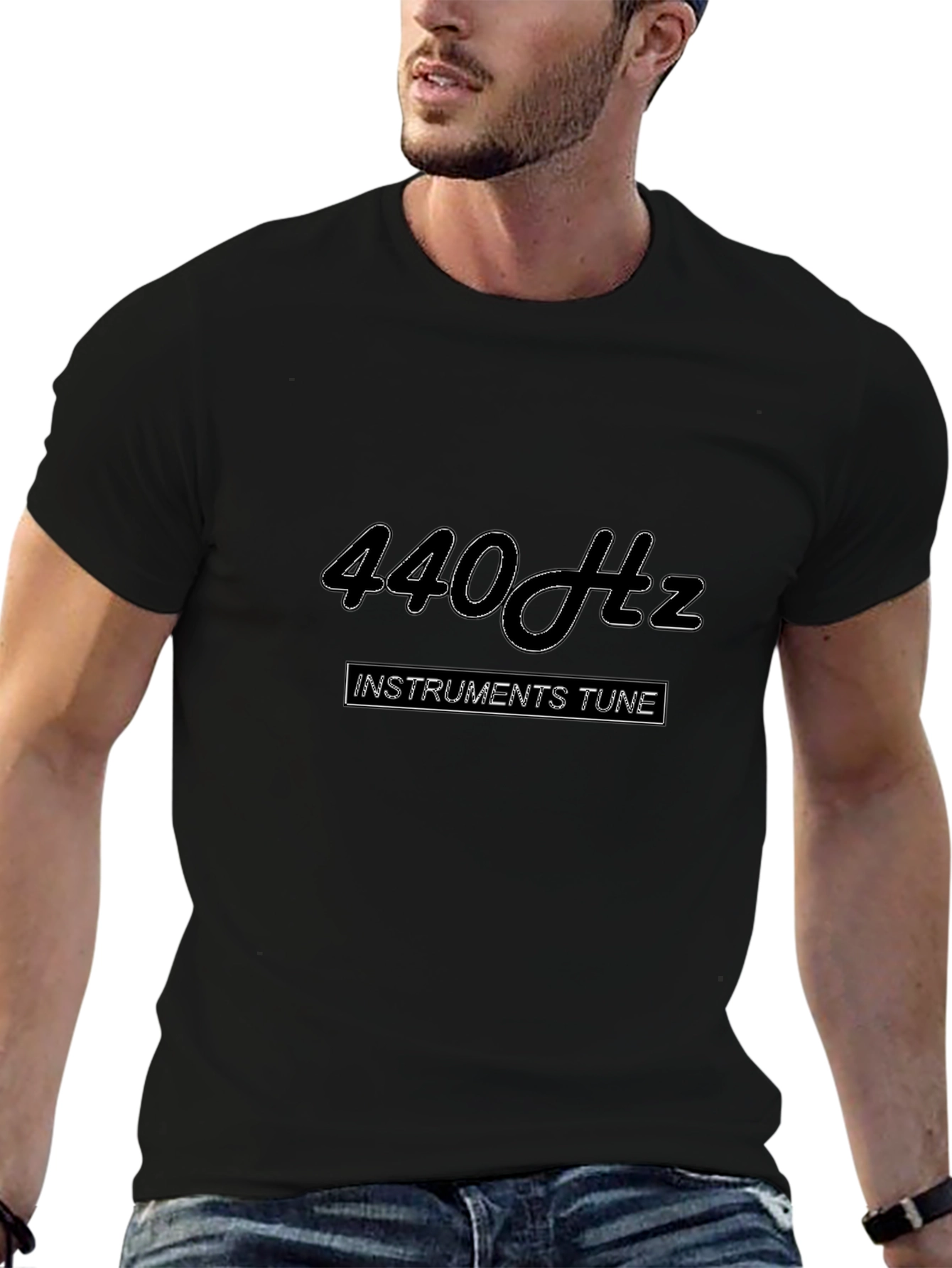 Camiseta Negra 440 Hz para Músicos