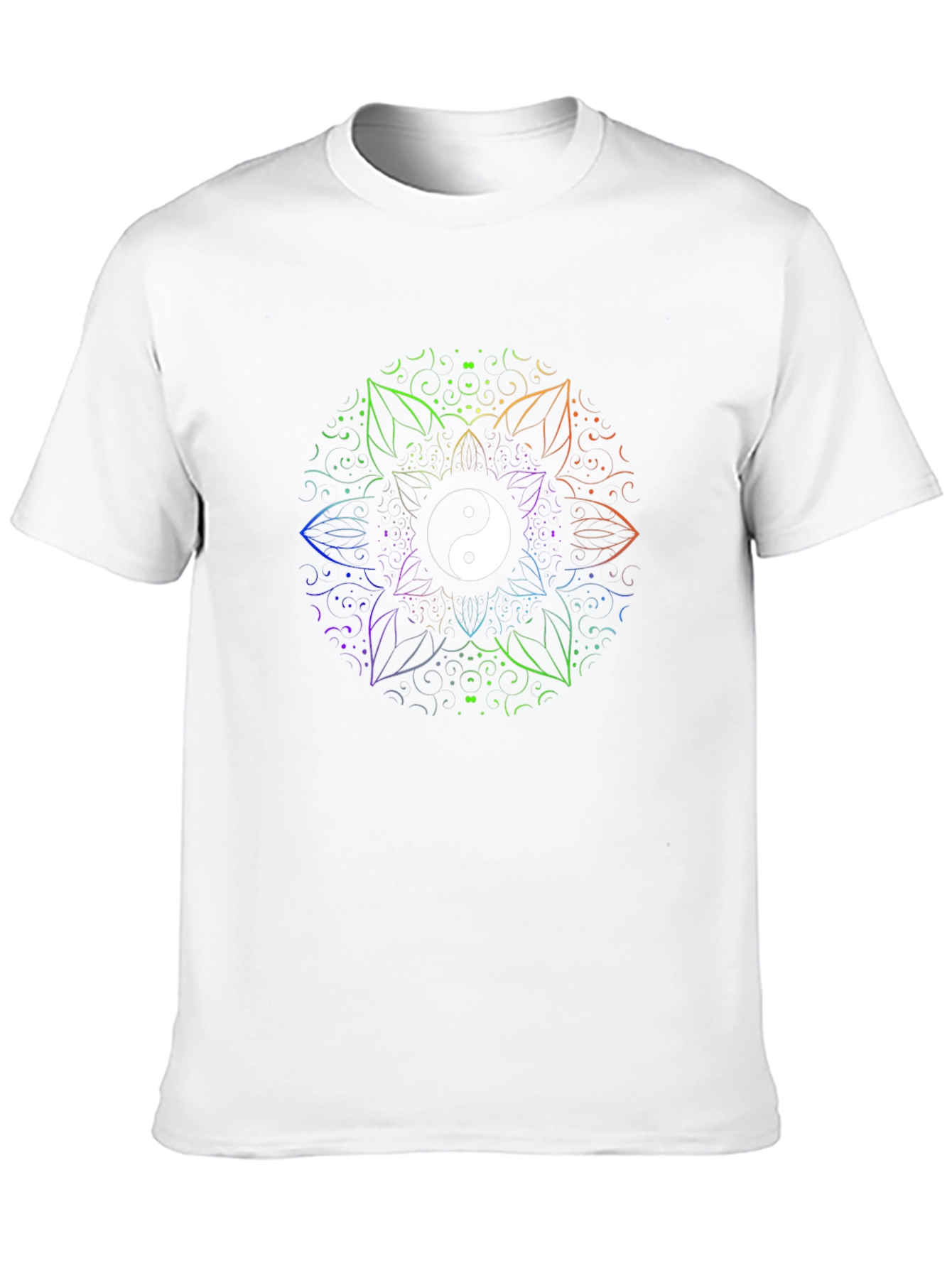 Camiseta Negra con Yin Yang Mandala Arcoíris