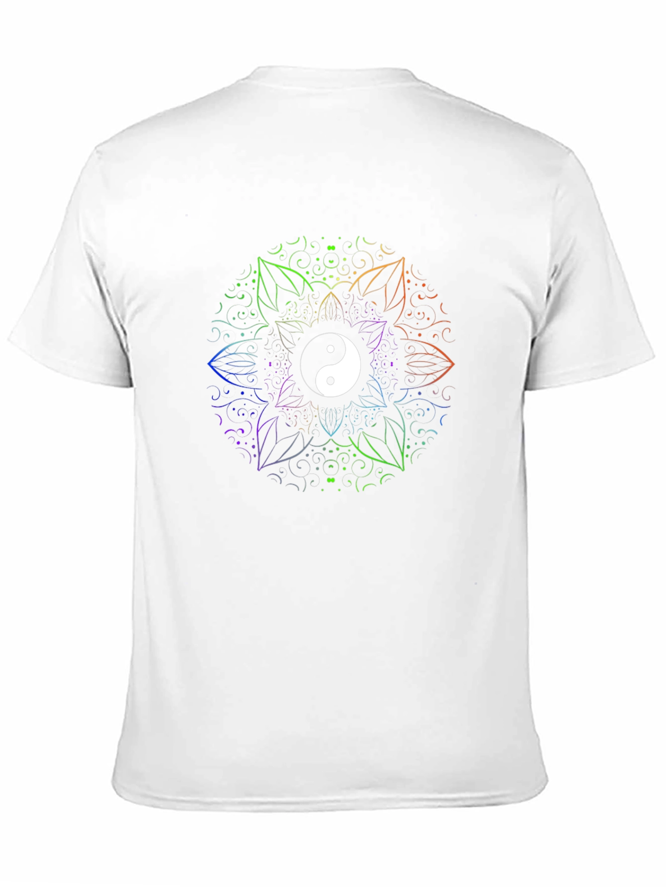 Camiseta Negra con Yin Yang Mandala Arcoíris