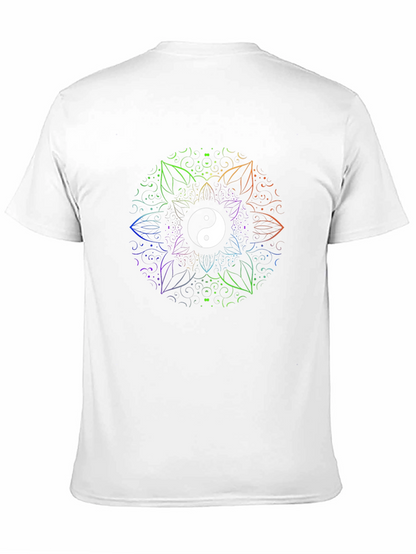 Camiseta Negra con Yin Yang Mandala Arcoíris