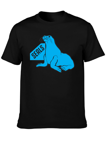 Camiseta Negra Seals con Diseño Azul Marino