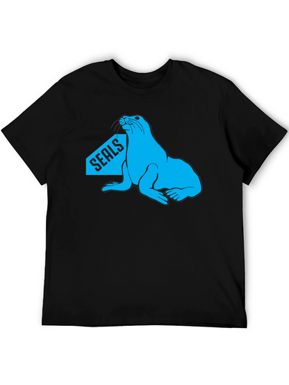 Camiseta Negra Seals con Diseño Azul Marino