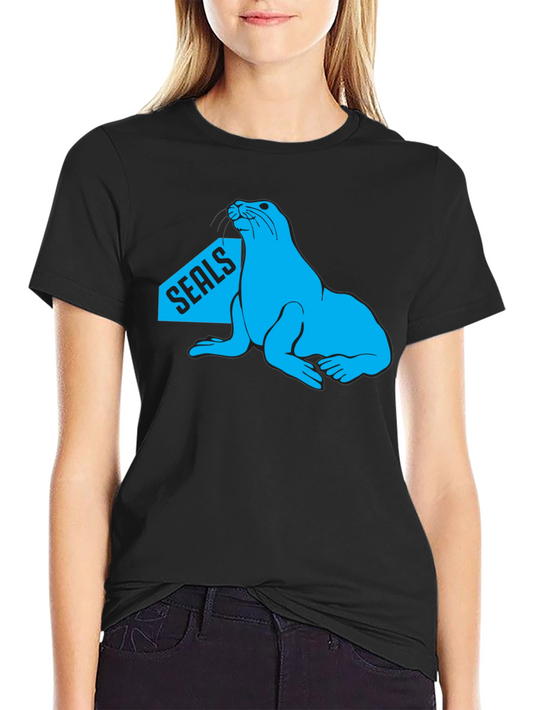 Camiseta Negra Seals con Diseño Azul Marino