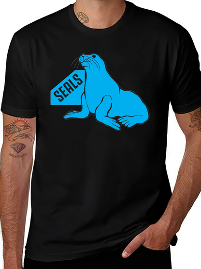 Camiseta Negra Seals con Diseño Azul Marino