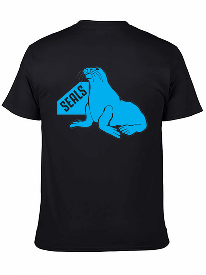 Camiseta Negra Seals con Diseño Azul Marino