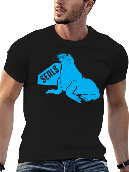 Camiseta Negra Seals con Diseño Azul Marino
