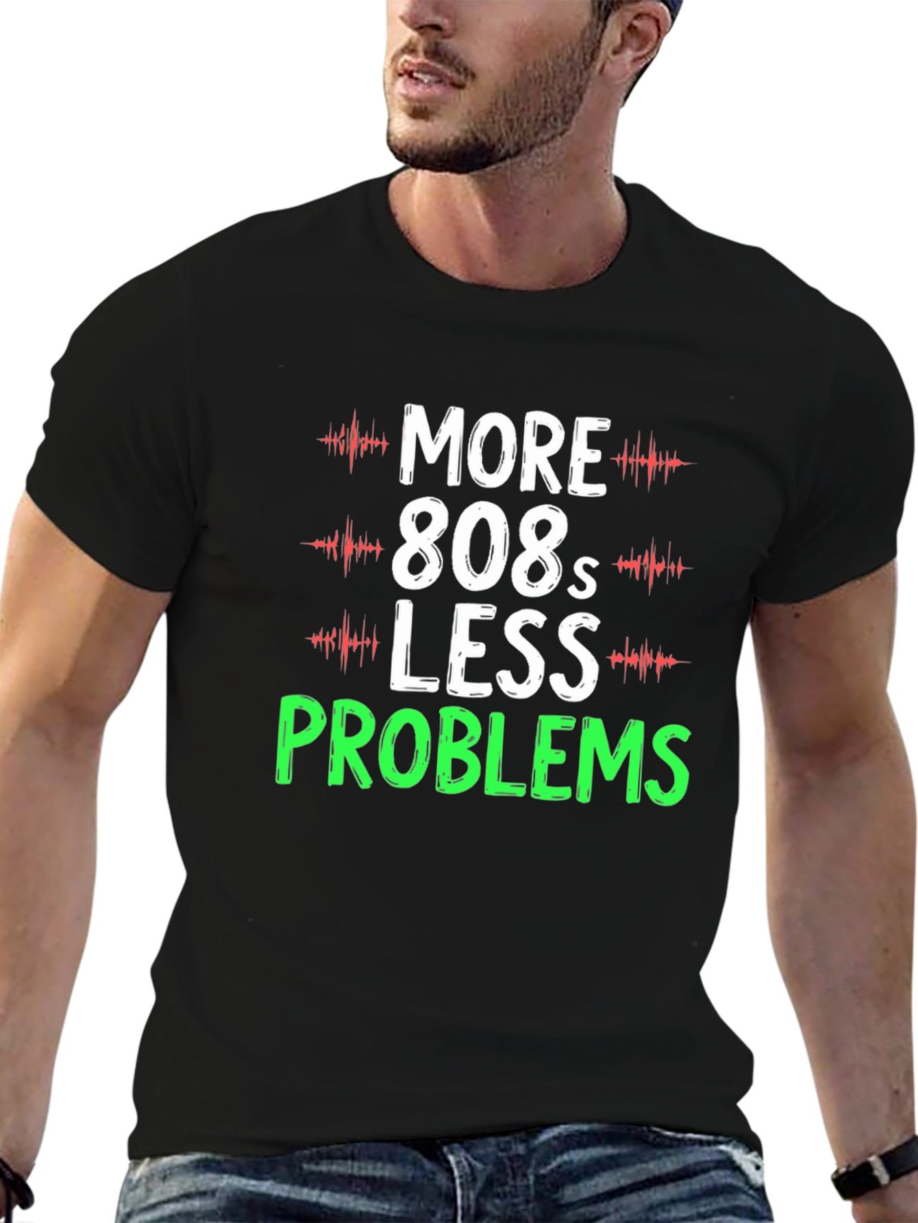 Camiseta Hombre More 808s Less Problems Negra