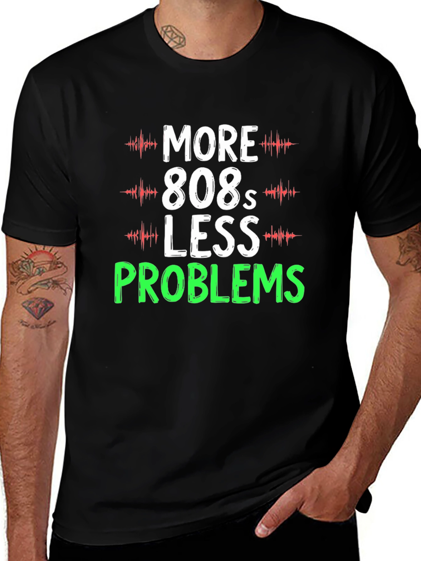 Camiseta Hombre More 808s Less Problems Negra