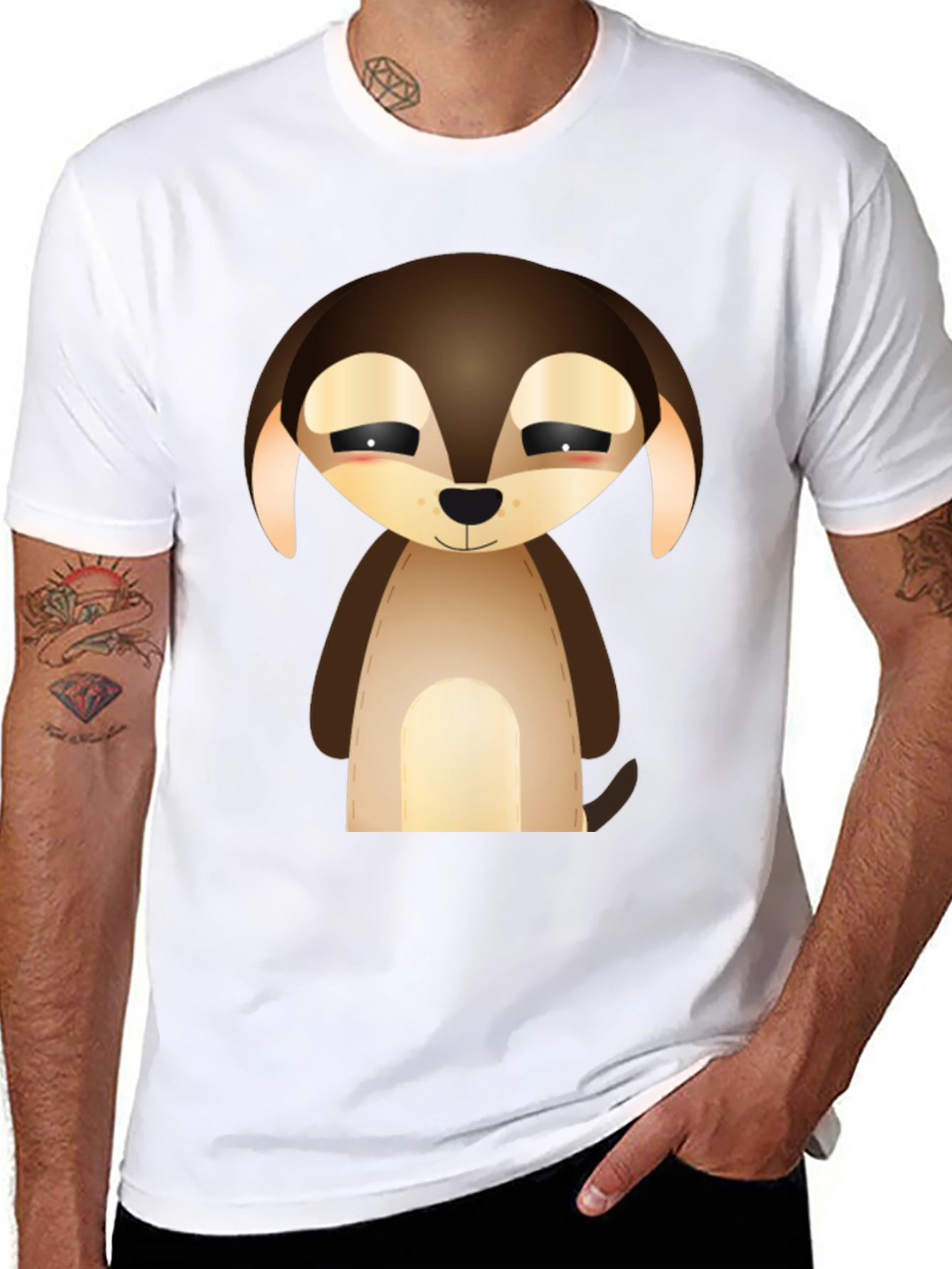 Camiseta Negra con Diseño de Cachorro Tierno