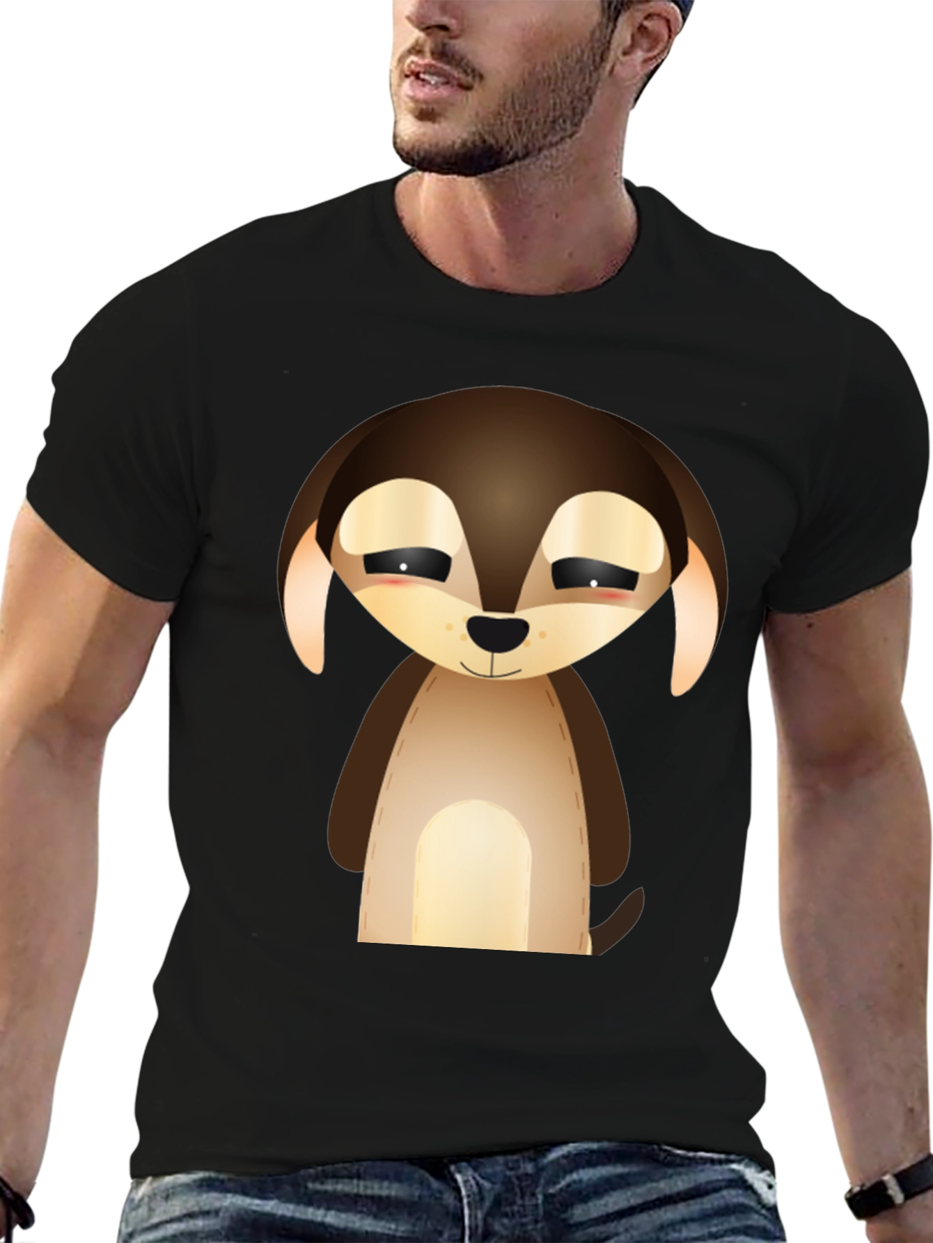 Camiseta Negra con Diseño de Cachorro Tierno