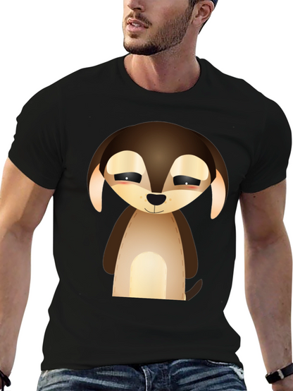 Camiseta Negra con Diseño de Cachorro Tierno