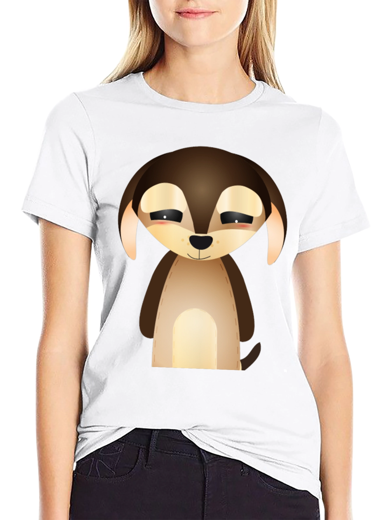 Camiseta Negra con Diseño de Cachorro Tierno
