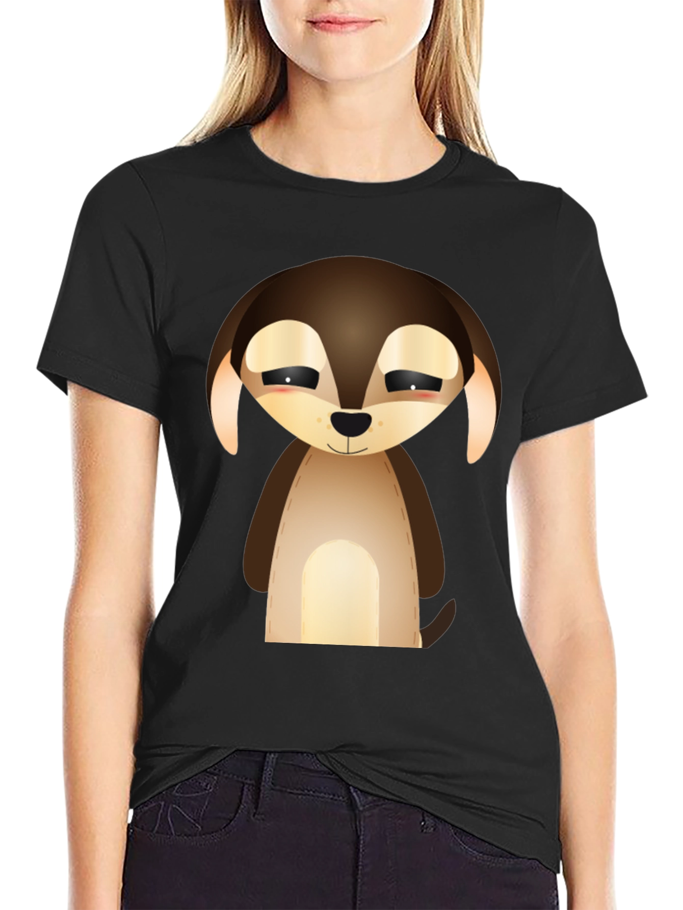 Camiseta Negra con Diseño de Cachorro Tierno