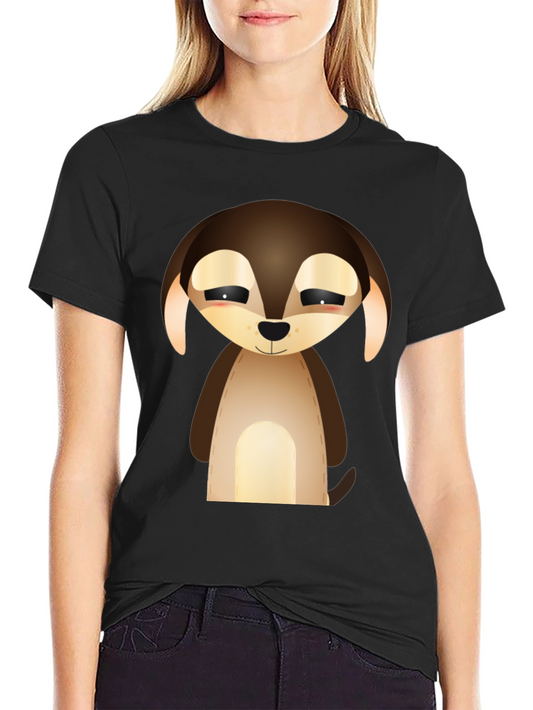 Camiseta Negra con Diseño de Cachorro Tierno