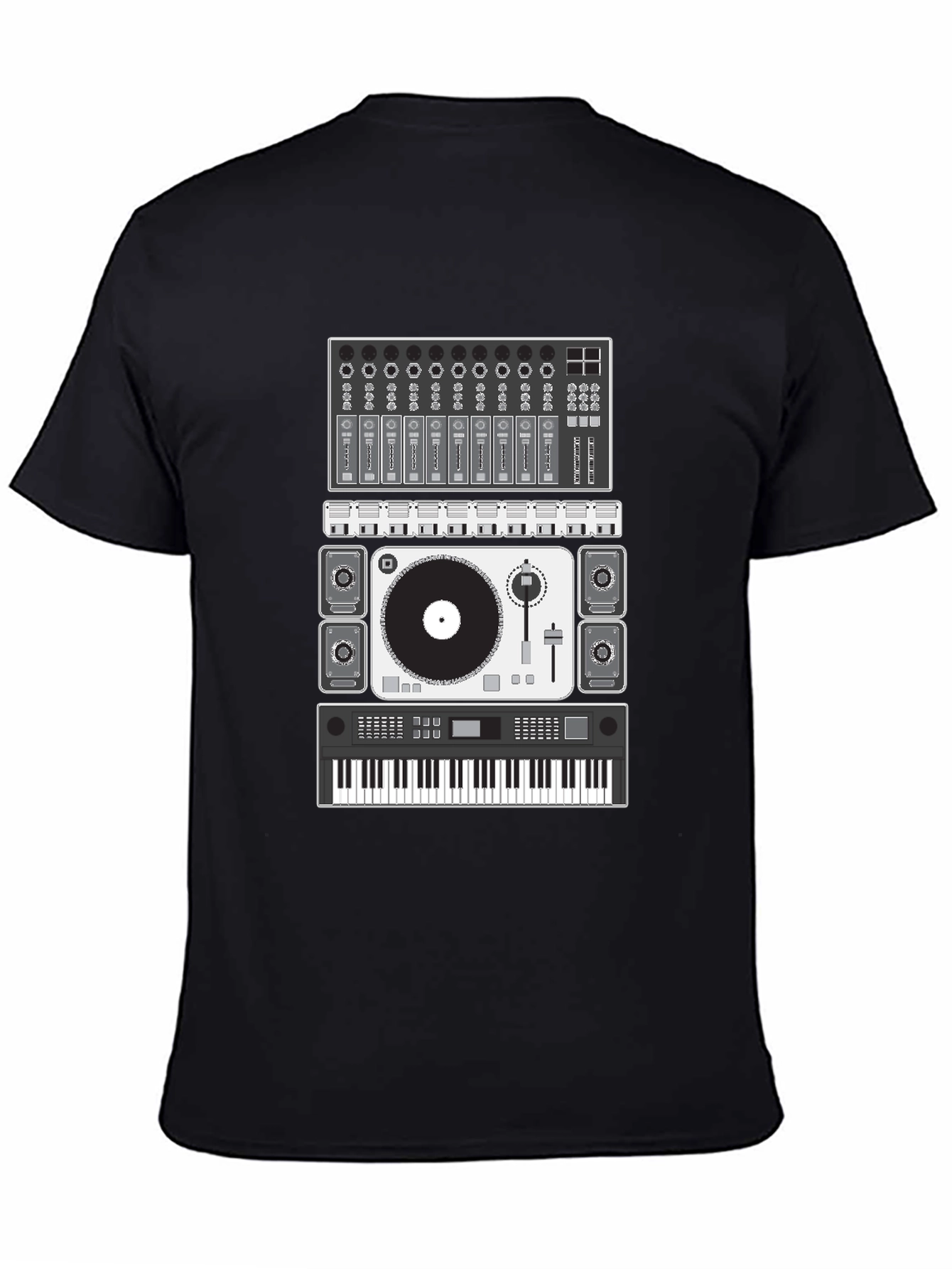 Camiseta Negra Diseño Equipo DJ Música Electrónica