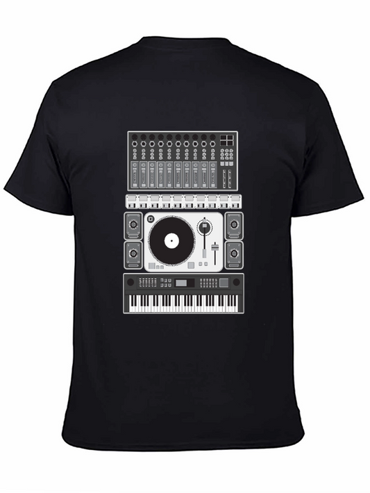 Camiseta Negra Diseño Equipo DJ Música Electrónica