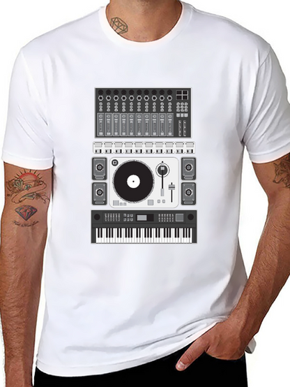Camiseta Negra Diseño Equipo DJ Música Electrónica