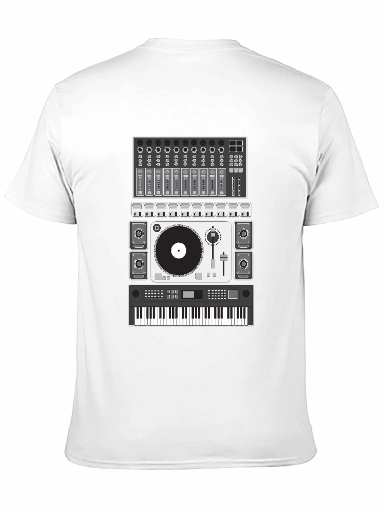 Camiseta Negra Diseño Equipo DJ Música Electrónica