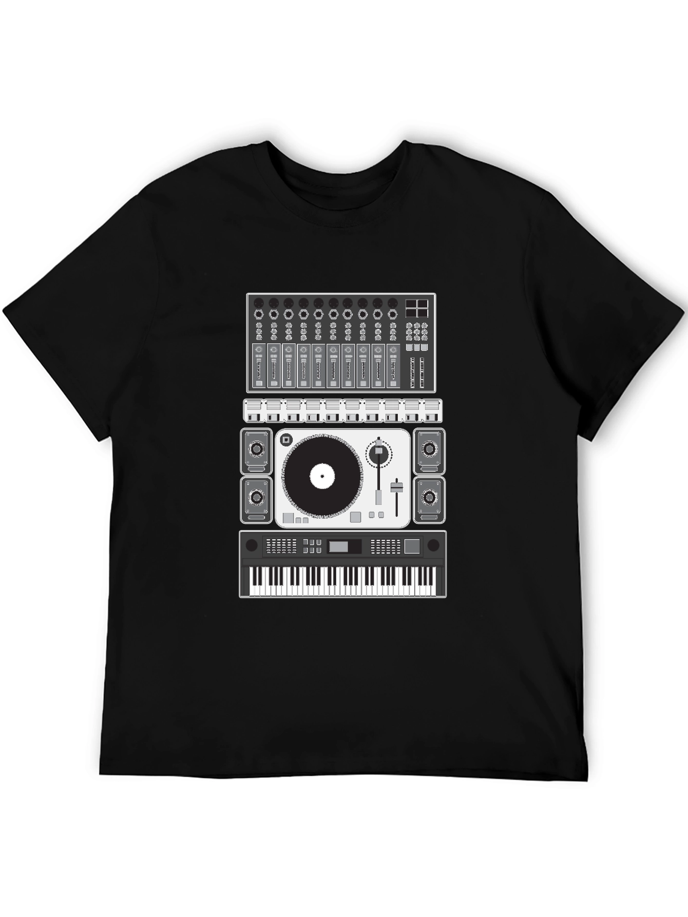Camiseta Negra Diseño Equipo DJ Música Electrónica