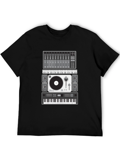 Camiseta Negra Diseño Equipo DJ Música Electrónica