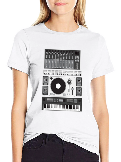 Camiseta Negra Diseño Equipo DJ Música Electrónica
