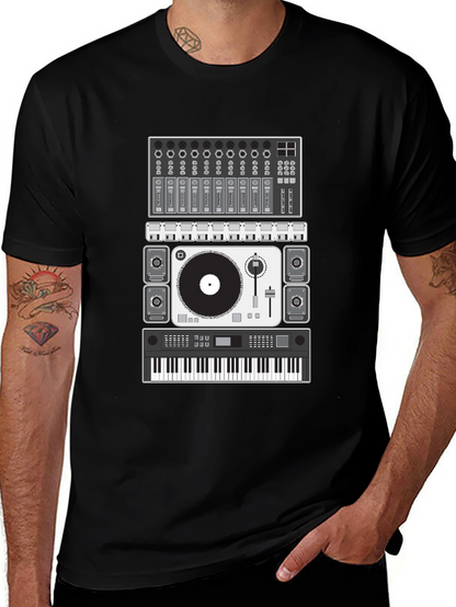 Camiseta Negra Diseño Equipo DJ Música Electrónica