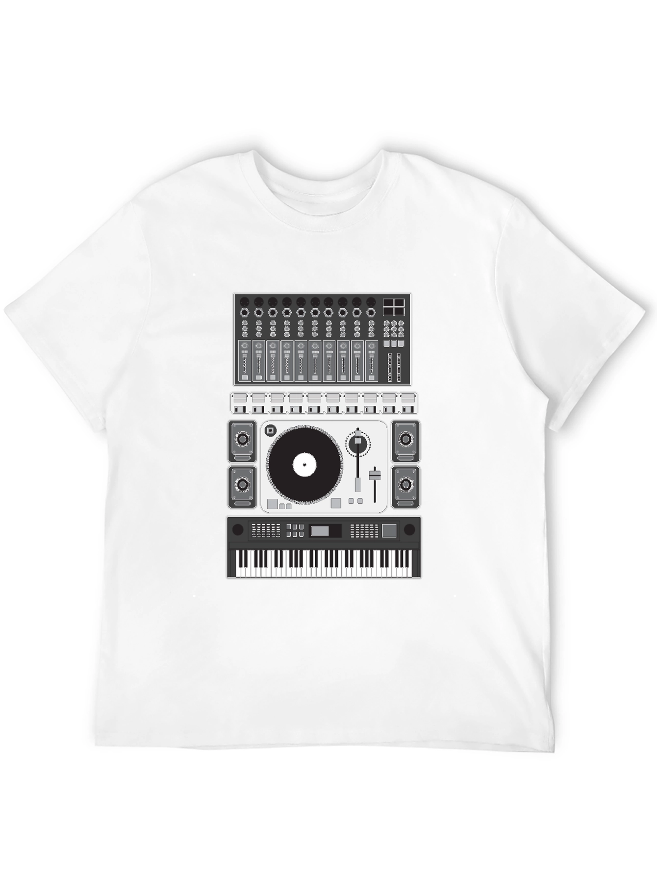 Camiseta Negra Diseño Equipo DJ Música Electrónica