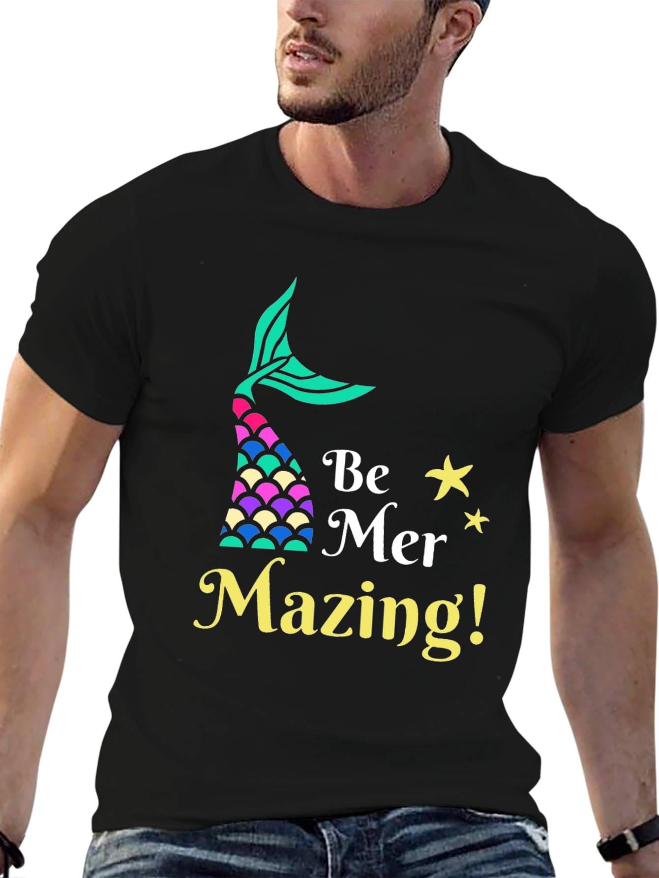 Camiseta Negra Be Mer-Mazing para Amantes de las Sirenas