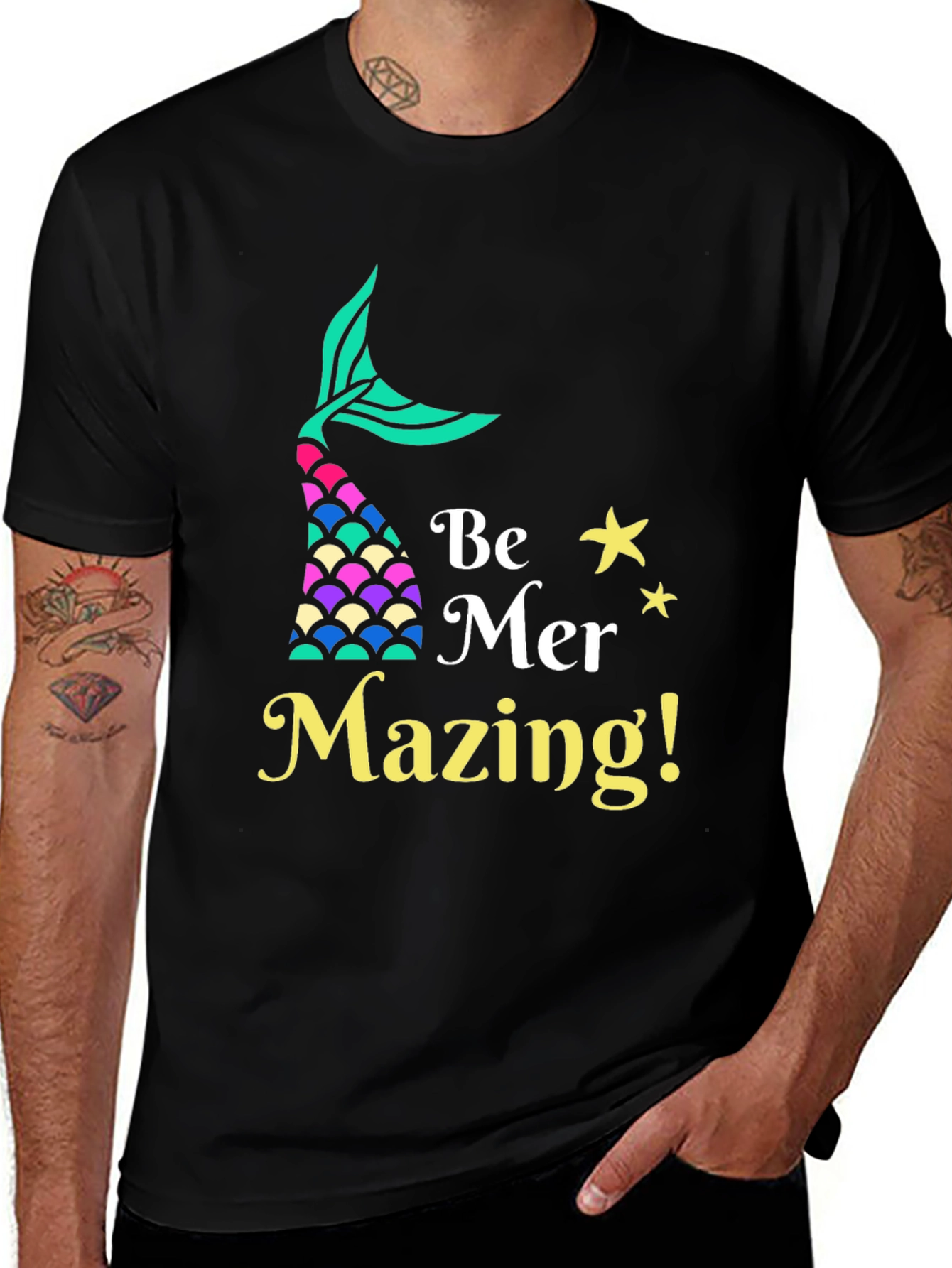 Camiseta Negra Be Mer-Mazing para Amantes de las Sirenas