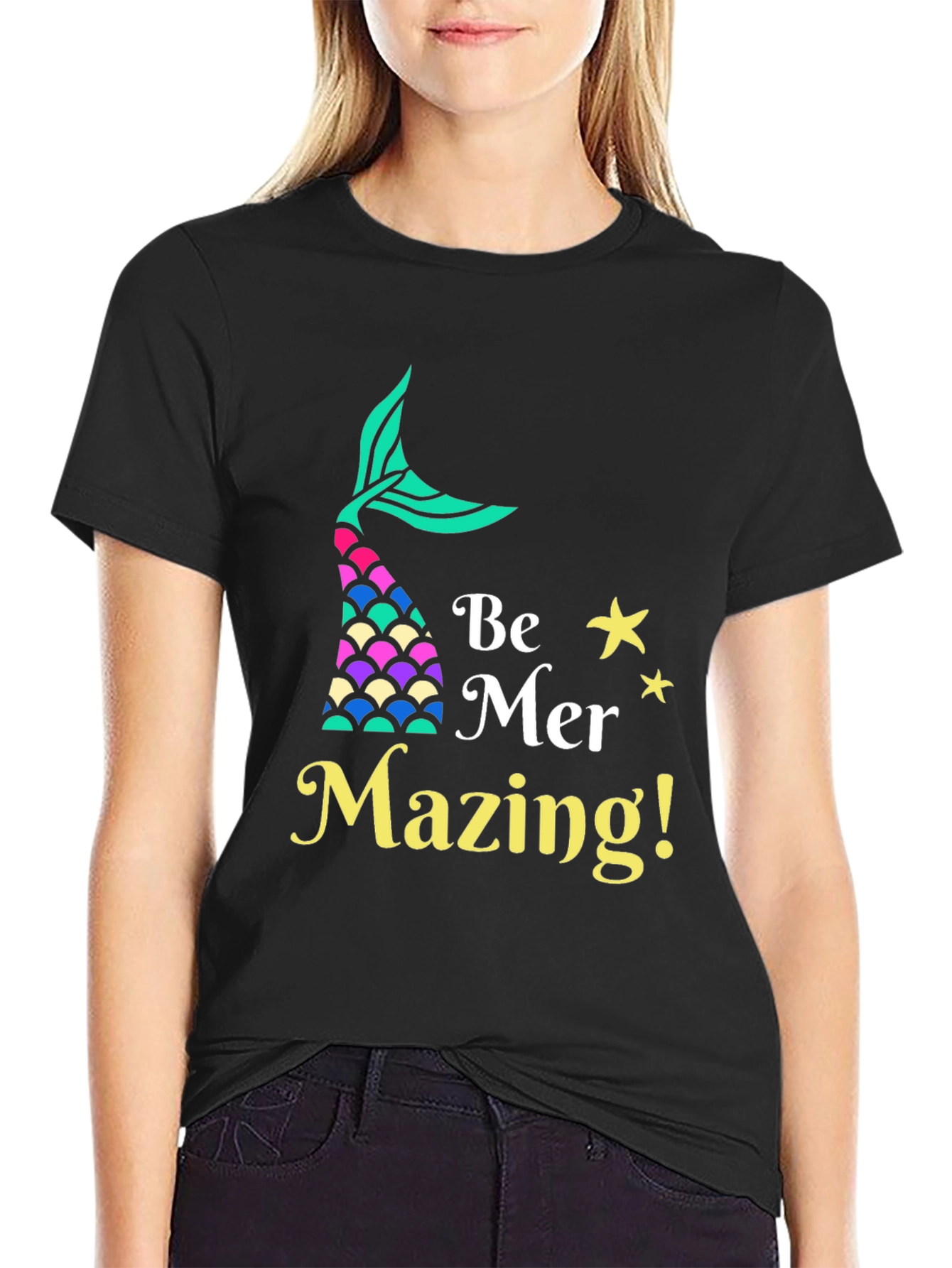 Camiseta Negra Be Mer-Mazing para Amantes de las Sirenas