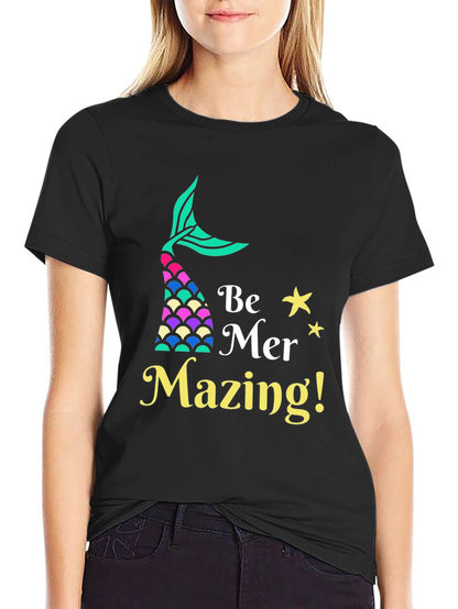 Camiseta Negra Be Mer-Mazing para Amantes de las Sirenas