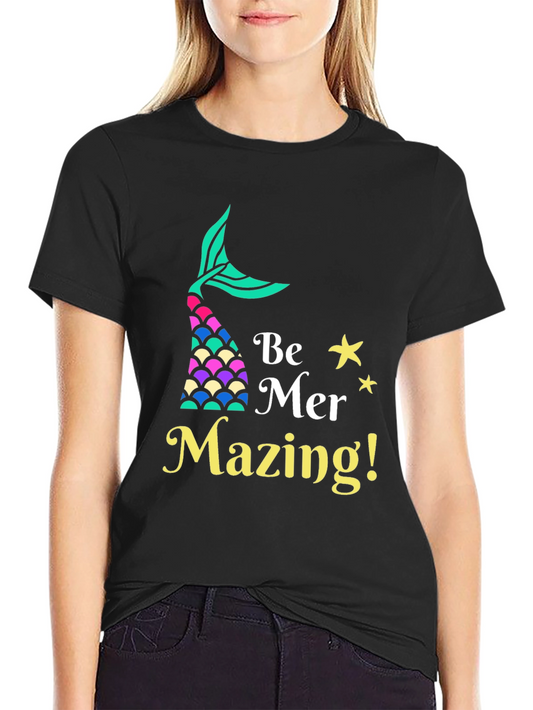 Camiseta Negra Be Mer-Mazing para Amantes de las Sirenas