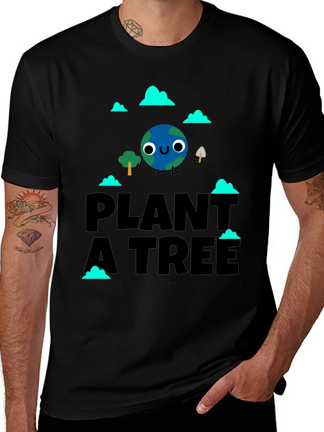 Camiseta Negra Planta un Árbol con Diseño Ecológico