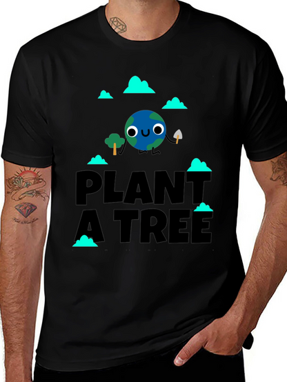 Camiseta Negra Planta un Árbol con Diseño Ecológico