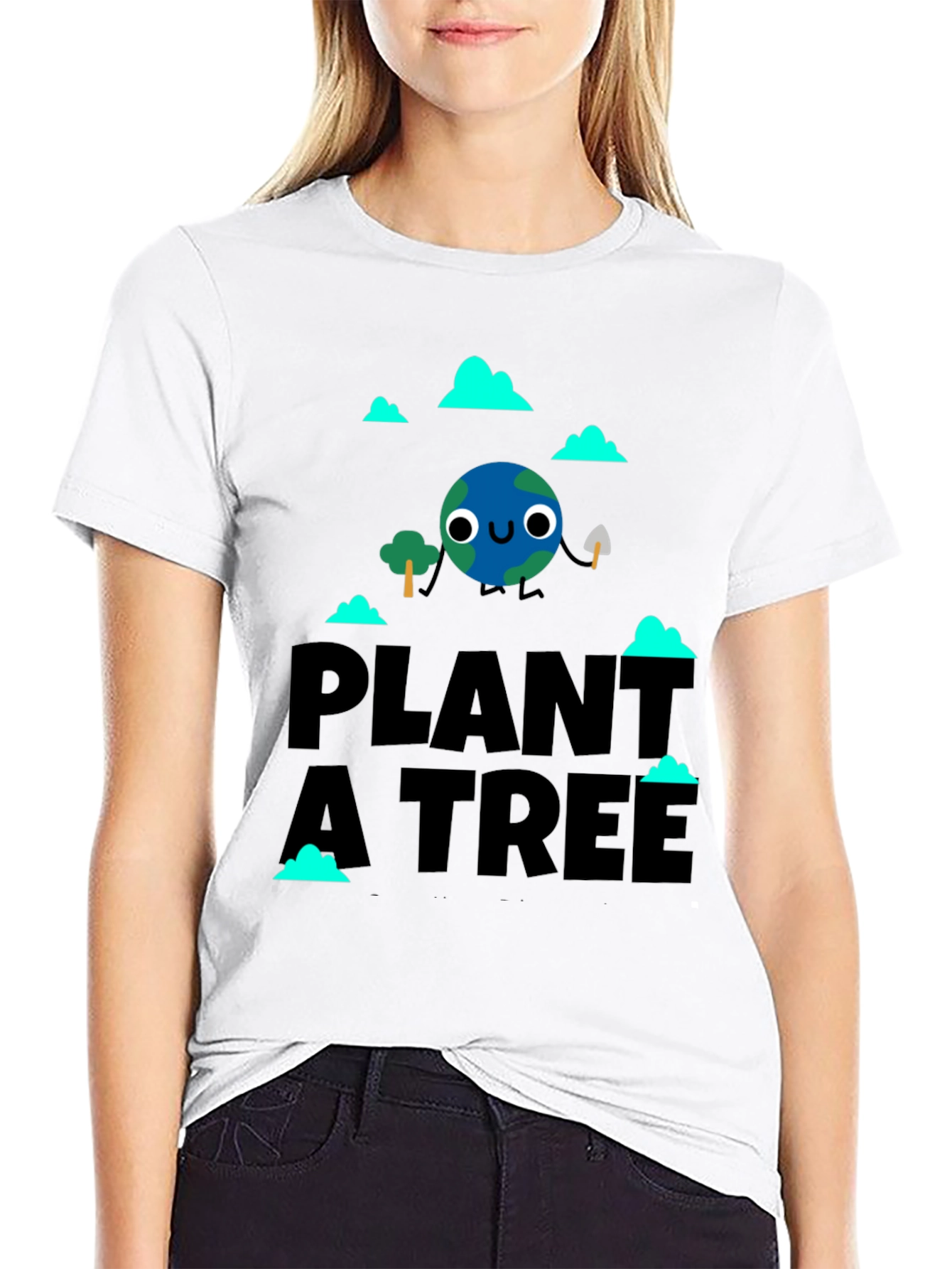 Camiseta Negra Planta un Árbol con Diseño Ecológico