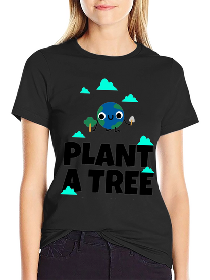 Camiseta Negra Planta un Árbol con Diseño Ecológico