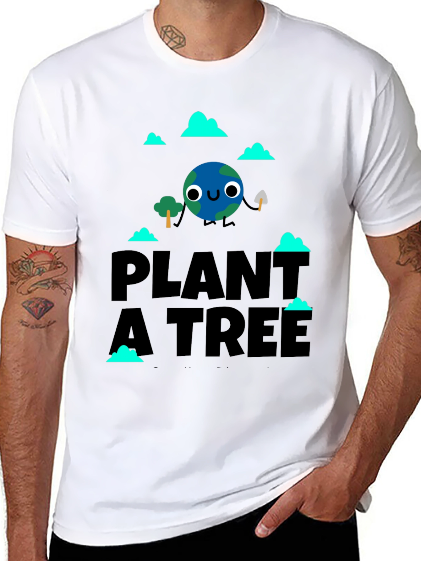 Camiseta Negra Planta un Árbol con Diseño Ecológico