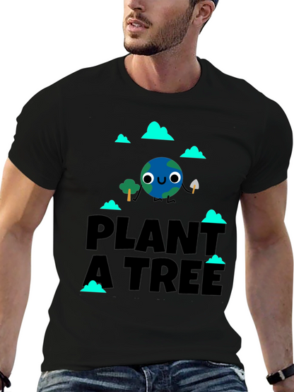 Camiseta Negra Planta un Árbol con Diseño Ecológico