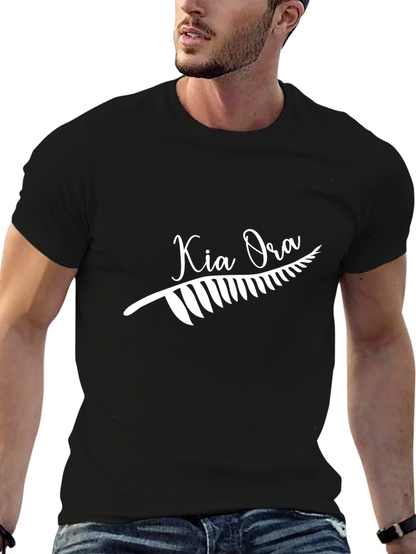Camiseta Negra Kia Ora Diseño Nueva Zelanda
