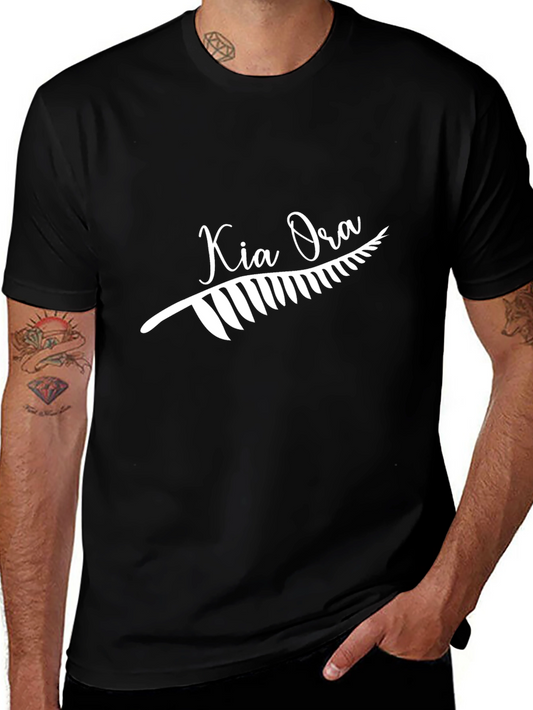 Camiseta Negra Kia Ora Diseño Nueva Zelanda